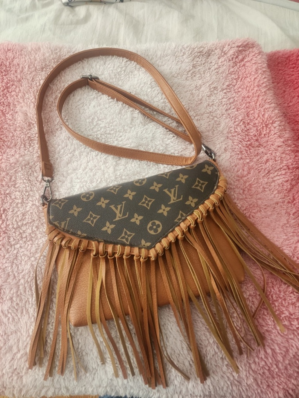 Designer inspired Monogram Fringe Crossbody Bag